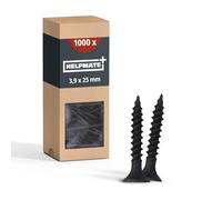 HELPMATE Tornillos de montaje rápido de 3,9 x 25 mm, fosfatados, 1000 unidades con accionamiento PH2, rosca fina para perfiles metálicos, cabeza de trompeta para avellanar al ras
