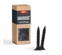 HELPMATE Tornillos de montaje rápido de 3,9 x 25 mm, fosfatados, 400 unidades con accionamiento PH2, rosca fina para perfiles metálicos, cabeza de trompeta para avellanar al ras