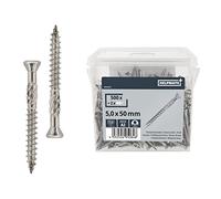 HELPMATE - Tornillos de terraza 5 x 50 acero inoxidable A2 - 500 unidades tornillos para tablones + 2 puntas T25 - Tornillos para terrazas para exteriores (construcción de terrazas, casas de jardín,