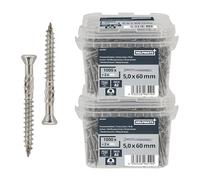 HELPMATE - Tornillos de terraza 5 x 60 mm, acero inoxidable A2, 2000 tornillos para tablones + puntas T25, tornillos para terrazas para exteriores (construcción de terrazas, casas de jardín,