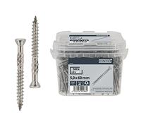 HELPMATE - Tornillos de terraza 5 x 60 mm, acero inoxidable A2, 500 tornillos para tablones + 2 puntas T25, tornillos para terrazas para exteriores (construcción de terrazas, casas de jardín,