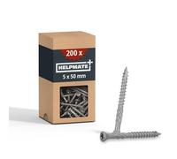 HELPMATE - Tornillos para tarimas 5x50mm - acero inoxidable A2 - 200 uds. | Incluye 1 punta T25 - tornillos con protección anticorrosión - tarimas exteriores - terraza, jardín, estructuras de madera