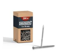 HELPMATE - Tornillos para terraza 5x70 acero inoxidable A2 anticorrosión - 200 piezas tornillos para tarimas + 1 punta T25 - Tornillos para tablas de terraza para exteriores