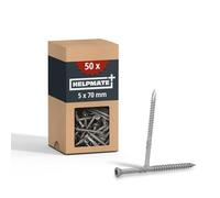HELPMATE - Tornillos para terraza 5x70 acero inoxidable A2 anticorrosión - 50 piezas tornillos para tarimas + 1 punta T25 - Tornillos para tablas de terraza para exteriores