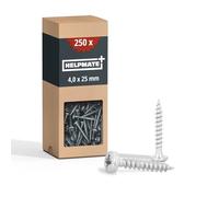 HELPMATE - Tornillos para uniones de madera 4,0x25 galvanizado galvanicamente - 250 piezas tornillos universales con cabeza lenteja, accionamiento PZ2 y rosca completa