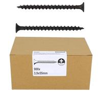 HELPMATE - Tornillos Rigips cabeza de trompeta fosfatados 3,9 x 55 - Tornillos universales para construcción en seco de acero al carbono 900 con accionamiento PH2 en cruz y rosca gruesa - Para