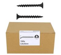 HELPMATE - Tornillos Rigips cabeza de trompeta fosfatados 3,9x35 - Tornillos universales para construcción en seco de acero al carbono 1500 con accionamiento PH2 y rosca gruesa - Para fijación de