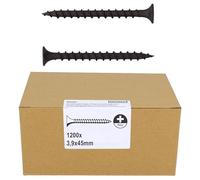 HELPMATE - Tornillos Rigips cabeza de trompeta fosfatados 3,9x45 - Tornillos universales para construcción en seco de acero al carbono 1200 con accionamiento PH2 y rosca gruesa - Para fijación de
