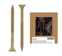 HELPMATE - Tornillos universales de cabeza avellanada 4,0 x 50 amarillos pasivados - 200 tornillos para madera con accionamiento en T y rosca parcial - Tornillos para aglomerado para interiores y exteriores protegidos