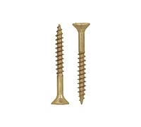 HELPMATE - Tornillos universales de cabeza avellanada 4,0x35 amarillo pasivado - Pack de 500 tornillos para madera con accionamiento en T y rosca parcial - Tornillos para aglomerado para uso en
