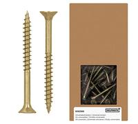 HELPMATE - Tornillos universales de cabeza avellanada 4,5x50 pasivados en amarillo - 300 tornillos para madera con cabeza PZ 2 y rosca parcial