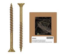 HELPMATE - Tornillos universales de cabeza avellanada 4,5x60 pasivados en amarillo - 125 tornillos para madera con cabeza en T y rosca parcial