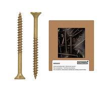 HELPMATE - Tornillos universales de cabeza avellanada 5,0 x 60 amarillos pasivados - 100 tornillos para madera con accionamiento en T y rosca parcial - Tornillos para aglomerado para interiores y exteriores protegidos