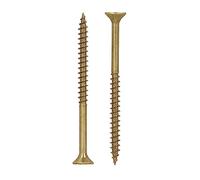HELPMATE - Tornillos universales de cabeza avellanada 5.0 x 70 amarillo pasivado - Paquete de 90 tornillos para madera con accionamiento en T e rosca parcial - Tornillos de aglomerado para uso en