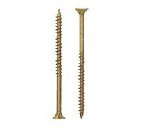 HELPMATE - Tornillos universales de cabeza avellanada 5.0 x 80 amarillo pasivado - Paquete de 75 tornillos para madera con accionamiento en T e rosca parcial - Tornillos de aglomerado para uso en