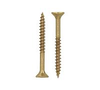 HELPMATE - Tornillos universales de cabeza avellanada 5,0x50 amarillo pasivado - Pack de 250 tornillos para madera con accionamiento PZ 2 y rosca parcial - Tornillos para aglomerado para uso en