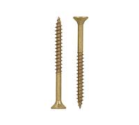 HELPMATE - Tornillos universales de cabeza avellanada 5,0x60 pasivados en amarillo - 200 tornillos para madera con cabeza T y rosca parcial