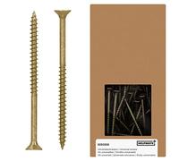 HELPMATE - Tornillos universales de cabeza avellanada 5,0x80 pasivados en amarillo - 150 tornillos para madera con cabeza PZ 2 y rosca parcial