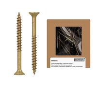 HELPMATE - Tornillos universales de cabeza avellanada de 3,5 x 40 mm, color amarillo, pasivados, paquete de 300 tornillos para madera con accionamiento en T e rosca parcial, tornillos de aglomerado