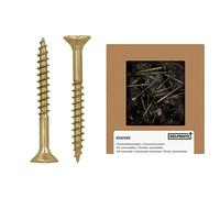 HELPMATE - Tornillos universales para madera, cabeza avellanada, 4 x 35 mm, acero pasivado amarillo, accionamiento PZ 2, rosca parcial, paquete de 250, uso en interiores y exteriores protegidos