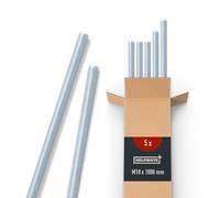 HELPMATE - Varilla roscada M10 x 1000 mm de acero galvanizado - 5 piezas de varilla roscada métrica completa - Tornillo de rosca con clase de resistencia 4.8 DIN 976