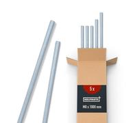 HELPMATE - Varilla roscada M8 x 1000 mm de acero galvanizado - 5 piezas de varilla roscada métrica completa - Tornillo de rosca con resistencia clase 4.8 DIN 976