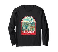 Helsinki Finlandia - Emblema de viaje vintage Manga Larga