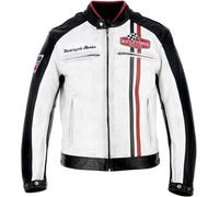 Helstons Jay Motul Edition Chaqueta de cuero de motocicleta, negro-blanco, tamaño 2XL para Hombres