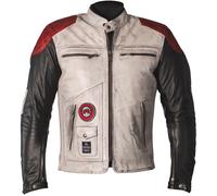 helstons Rastreador Natural chaqueta de cuero Blanco/Negro/Rojo 2XL hombres