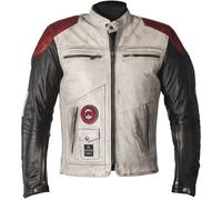 Helstons Tracker Chaqueta de cuero de motocicleta, blanco/rojo/negro, Talla M