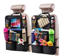 Helteko Backseat Car Organizer, Kick Mats Back Seat Protector with Touch Screen Tablet Holder, Back Seat Organizer for Kids with 9 Storage Pockets, Travel Accessories (2 Pack, Black)