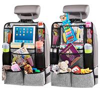 Helteko Organizador de asiento de coche, protector de asiento trasero con soporte para tablet para pantalla táctil, organizador de asiento trasero de coche para niños, accesorios de viaje para coche,