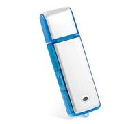 Helterfolg Dictáfono de 16 GB, grabadora de cinta activada por voz con reducción de ruido, caja de metal recargable por USB, grabadora digital para conferencias, reuniones (gris con borde azul)