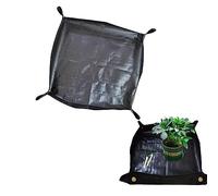 Helweet Estera de Plantación de Jardinería, Almohadilla de Plantación, Estera de Trasplante de Plantas, Cojín de Plantación Impermeable, Macetas Estera de Jardinería Plegable, Negro, 100x100cm