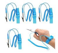 Helweet Munequera Antiestatica, Pulseras Antiestaticas, Pulsera Antiestática ESD, Muñequera con conexión a tierra, reutilizables con cable de conexión a tierra y clip de cocodrilo, paquete de 4