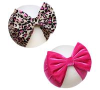 HELYKAKA Diademas de terciopelo rosa con diseño de leopardo para bebés, lazos grandes para bebés y niñas, diademas de terciopelo suave, lazos para la cabeza ancha, accesorios para el cabello para