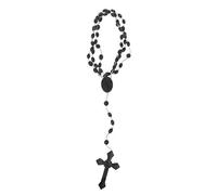 HELYZQ Rosario de plástico con cuentas luminosas, collar de oración catolicismo, joyería religiosa, color negro