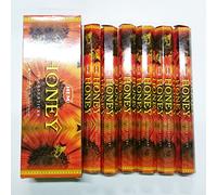 Hem Big Pack Honey - Juego de 6 paquetes de 20 varillas de incienso, 120 varillas