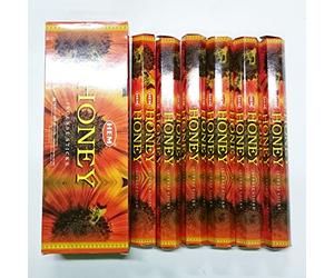 Hem Big Pack Honey - Juego de 6 paquetes de 20 varillas de incienso, 120 varillas
