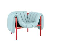 Hem Butaca Lounge Puffy Light blue leather-traffic red