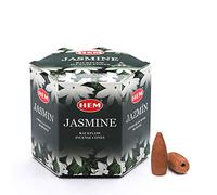 HEM Conos de incienso de reflujo de jazmín, paquete de 40 conos marrones, aroma floral de larga duración para positividad, limpieza y relajación, aromaterapia en polvo de madera para aliviar el estrés
