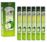 Hem Paquete de 6 varillas de 20 varillas de manzana verde - Caja de seis tubos de 20 varillas, 120 varillas en total - incienso dobladillo