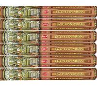 HEM Varitas de incienso con aroma floral de almizcle egipcio, 6 paquetes de 20 varillas cada uno, 120 piezas