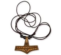 HEMAD Collar vikingo Martillo de Thor Mjölnir | Hecho a mano en cocina | Marrón | Lugar: Rømersdal