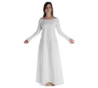 HEMAD Vestido largo medieval para mujer con cordones en las mangas y en la espalda - puro algodón - Blanco S/M