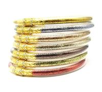 Hemasa 7 pulseras de silicona con símbolo de la suerte de Buda del templo tibetano para mujeres y niñas, 57mm-2.3inch, Metal, Ágata