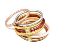 Hemasa 7 pulseras de silicona con símbolo de la suerte de Buda del templo tibetano para mujeres y niñas, 57mm-2.3inch, Metal, Ágata