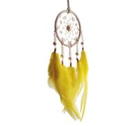 Hemasa Atrapasueños de plumas tejidas a mano para el día de San Valentín, decoración del hogar, color amarillo