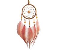 Hemasa Atrapasueños de plumas tejidas a mano para regalo del día de San Valentín, decoración del hogar, color naranja