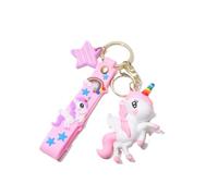 Hemasa Bonito llavero de unicornio de dibujos animados de arcoíris para coche/colgante de bolsa, pequeños regalos, rosso, 11
